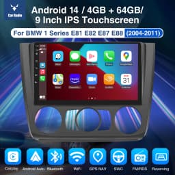 ESSGOO Android 14 9" Wireless Carplay Android Auto For BMW 1-Series E88 E82 E81 E87 2004-11 Car Radio Multimedia Player GPS Navi