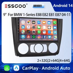 ESSGOO Android 14 9" Wireless Carplay Android Auto For BMW 1-Series E88 E82 E81 E87 2004-11 Car Radio Multimedia Player GPS Navi