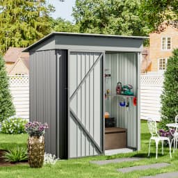 【Breeins】3 X 5 FT Outdoor Metal Storage Shed with Floor Frame Base, Galvanized Steel Garden Shed with 4 Ventilation Openings