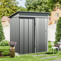 【Breeins】3 X 5 FT Outdoor Metal Storage Shed with Floor Frame Base, Galvanized Steel Garden Shed with 4 Ventilation Openings