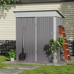 【Breeins】3 X 5 FT Outdoor Metal Storage Shed with Floor Frame Base, Galvanized Steel Garden Shed with 4 Ventilation Openings