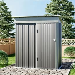 【Breeins】3 X 5 FT Outdoor Metal Storage Shed with Floor Frame Base, Galvanized Steel Garden Shed with 4 Ventilation Openings