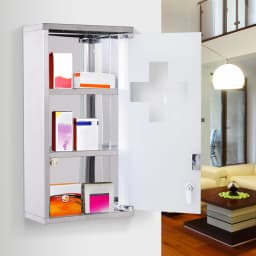 HOMCOM Wall Mounted Medicine Cabinet First Aid Box Glass Door Lockable 3 Shelves