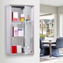 HOMCOM Wall Mounted Medicine Cabinet First Aid Box Glass Door Lockable 3 Shelves