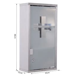 HOMCOM Wall Mounted Medicine Cabinet First Aid Box Glass Door Lockable 3 Shelves