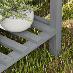 Wooden Raised Garden Bed with Bed Liner, Storage Shelf, Gray