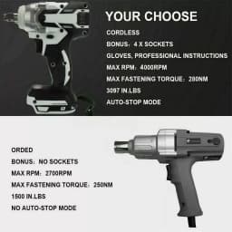 18V Brushless Impact Wrench Driver 1/2 inch Power Tool 588NM Kit Drill Screwdriver Power Tool Cordless Li-Ion Driver