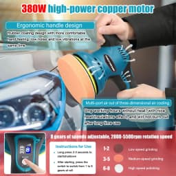 1/2 Battery Cordless Car Polisher Buffer 21V Sander 8 Speed Polishing Machine