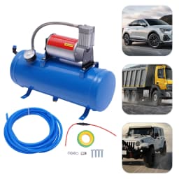 100 Psi Air Compressor Pump Universal DC 12V 23A Air Horn Kit with 6L Tank & Hose & Pressure Gauge for Automobile Tire/Engine Boat