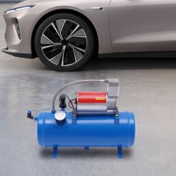 100 Psi Air Compressor Pump Universal DC 12V 23A Air Horn Kit with 6L Tank & Hose & Pressure Gauge for Automobile Tire/Engine Boat