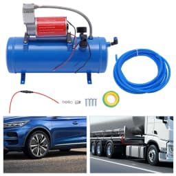 100 Psi Air Compressor Pump Universal DC 12V 23A Air Horn Kit with 6L Tank & Hose & Pressure Gauge for Automobile Tire/Engine Boat