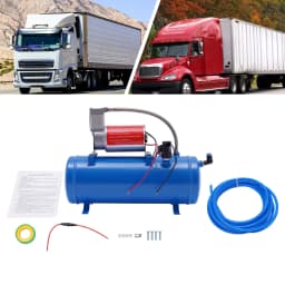 100 Psi Air Compressor Pump Universal DC 12V 23A Air Horn Kit with 6L Tank & Hose & Pressure Gauge for Automobile Tire/Engine Boat