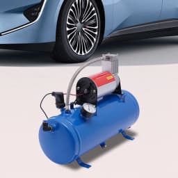 100 Psi Air Compressor Pump Universal DC 12V 23A Air Horn Kit with 6L Tank & Hose & Pressure Gauge for Automobile Tire/Engine Boat