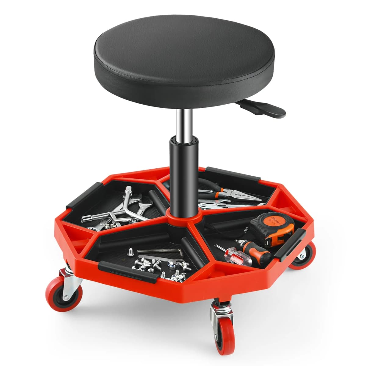 Garage Workshop Creeper Seat with Padded Seat and Tool Tray