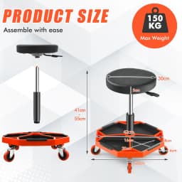 Garage Workshop Creeper Seat with Padded Seat and Tool Tray