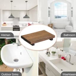 Wood Pedestal Soap Stand Bathroom Kitchen Countertop Tray Farmhouse Wood Riser Soap Dish Plants Holder