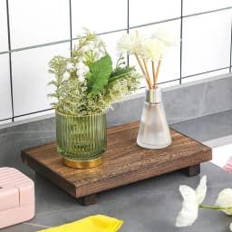Wood Pedestal Soap Stand Bathroom Kitchen Countertop Tray Farmhouse Wood Riser Soap Dish Plants Holder