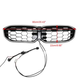 Artudatech Diamond Black Silver Front Kidney Grille Grill Fit for BMW 3 Series G20 G21 2023-2024