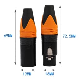 5 Pairs 3 Pin XLR Connector Male And Female Microphone Mic Cable Adapter, Orange