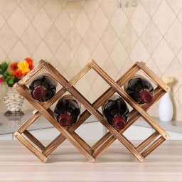 【Lifeideas】Wood 10 Bottles Foldable Wine Rack Stand Storage Display Shelf, Natural