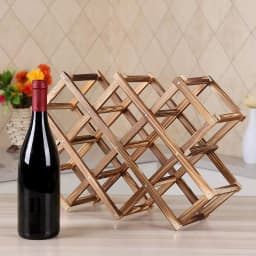 【Lifeideas】Wood 10 Bottles Foldable Wine Rack Stand Storage Display Shelf, Natural