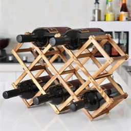 【Lifeideas】Wood 10 Bottles Foldable Wine Rack Stand Storage Display Shelf, Natural