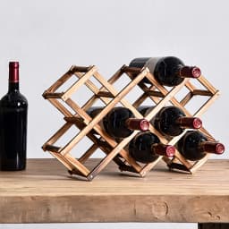 【Lifeideas】Wood 10 Bottles Foldable Wine Rack Stand Storage Display Shelf, Natural