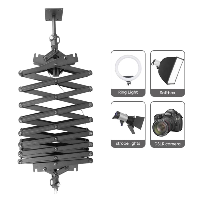 Photography 78inch/200cm Heavy-Duty Ceiling Wall Mount Boom Arm, Save Space, Stand For Ring Light Strobe Flash Camera Softbox