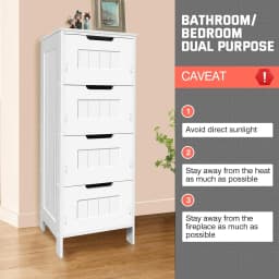 BRIEFNESS Bathroom Cabinet Bathroom Storage Cabinet PVC Freestanding Chest of Drawers with 4 Drawers Floor Vertical Cabinet
