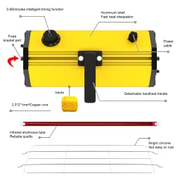 DATOUBOSS Car Drying Paint Lamp 2000W Use for Car Body Repair EU UK Plug Portable Shortwave Infrared Light Transient Heating