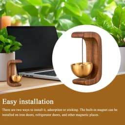 Wooden C Shaped Magnetic Brass Bell Wind Chime for Outdoors Door Bell Bells for Door Shopkeeper Bell Entry Chime Home Wind Bell