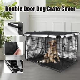 Wire Dog Crate Cover Double Door Privacy Dog Crate Cover 42 Inches Heavy Duty Oxford Fabric Puppy Crate Sunshade For Wire Cage