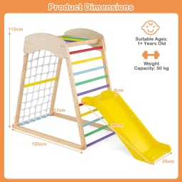 DORTALA 4-in-1 Jungle Gym Wooden Indoor Toddler Playground w/Slide-Colorful
