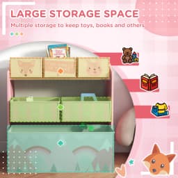 ZONEKIZ Kids Storage Unit, Childrens Toy Storage Organiser, with 6 Fabric Bins, for Bedroom, Nursery, 63 x 30 x 66cm