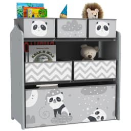 ZONEKIZ Kids Storage Unit, Childrens Toy Storage Organiser, with 6 Fabric Bins, for Bedroom, Nursery, 63 x 30 x 66cm