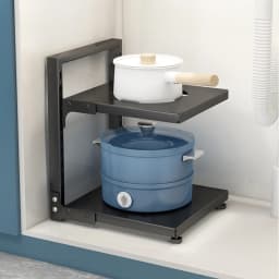 Multi-Tier Height-Adjustable Kitchen Pan Organizer Rack 180-degree Open Access