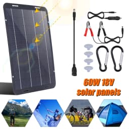 12V 60W Solar Panel Kit Waterproof Solar Trickle Charger Portable Solar Powered Charger Kit High Efficiency Car Battery Charger