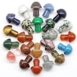 NEW Natural Mushroom Carved Quartz Crystal Toadstool Carving Healing Stone Decor