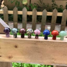 NEW Natural Mushroom Carved Quartz Crystal Toadstool Carving Healing Stone Decor