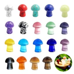 NEW Natural Mushroom Carved Quartz Crystal Toadstool Carving Healing Stone Decor