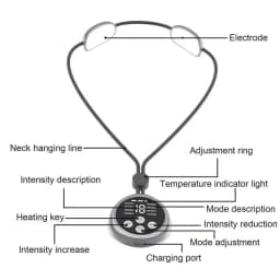 Portable Lymphatic Relief Neck Massager Neck Shoulder Cervical Spine Massager EMS Muscle Massager With 8 Modes 19 Intensity