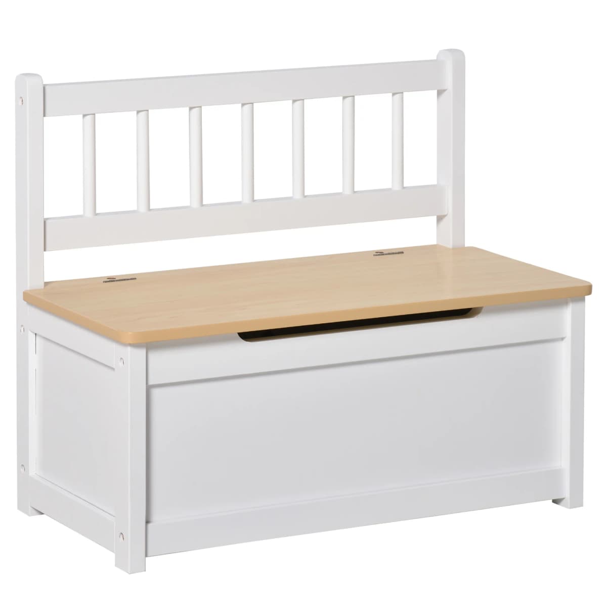 HOMCOM 2 In 1 Wooden Toy Box Kids Seat Bench Organiser 60 x 30 x 50cm White