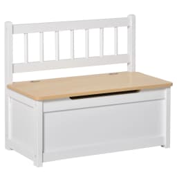 HOMCOM 2 In 1 Wooden Toy Box Kids Seat Bench Organiser 60 x 30 x 50cm White