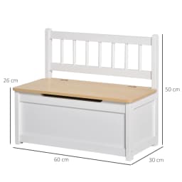 HOMCOM 2 In 1 Wooden Toy Box Kids Seat Bench Organiser 60 x 30 x 50cm White