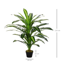 Outsunny 110cm/3.6FT Artificial Dracaena Plant Fake Tree Potted Home Office