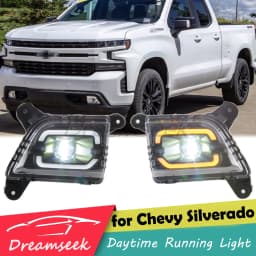 LED DRL Daytime Running Light for Chevy Silverado 1500 2500HD 3500HD 2019-2023 Fog Lamp with Turn Signal Driving Light Daylights