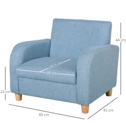 HOMCOM Children's Armchairs Toddler Chair Wood Frame Anti-Slip Legs High Back Bedroom Playroom Furniture
