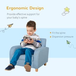 HOMCOM Children's Armchairs Toddler Chair Wood Frame Anti-Slip Legs High Back Bedroom Playroom Furniture