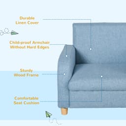 HOMCOM Children's Armchairs Toddler Chair Wood Frame Anti-Slip Legs High Back Bedroom Playroom Furniture