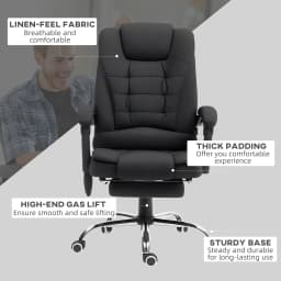 Vinsetto Ergonomic Heated 6 Points Vibration Massage Office Chair, Black